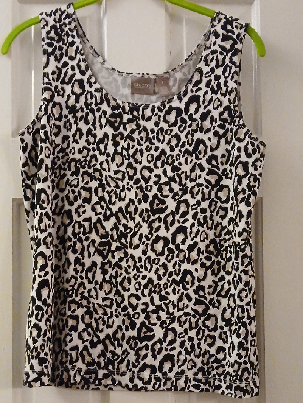 Chico's Black and White Leopard-Print Tank